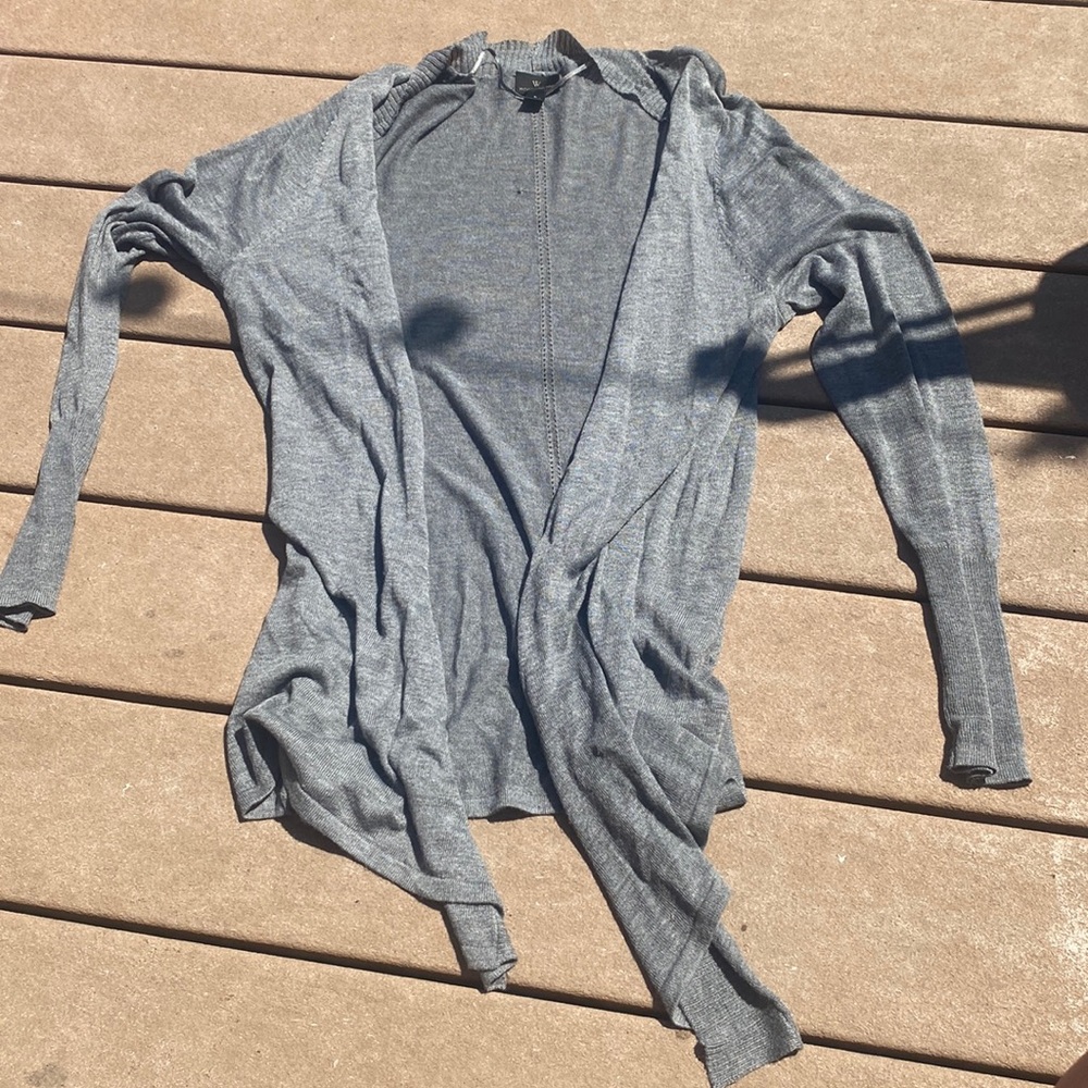 grey cardigan